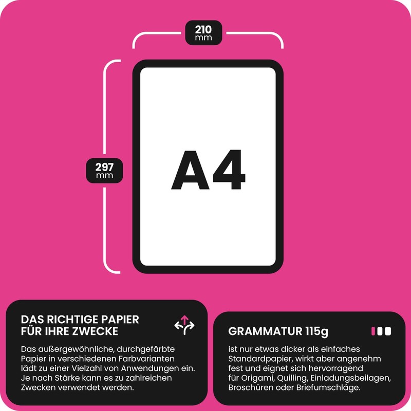 Netuno 100 Sheets Coloured Paper Anthracite Grey DIN A4 210
