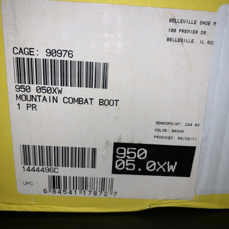 Belleville 950 Mountain Combat Boots Sz. 5 Extra Wide New