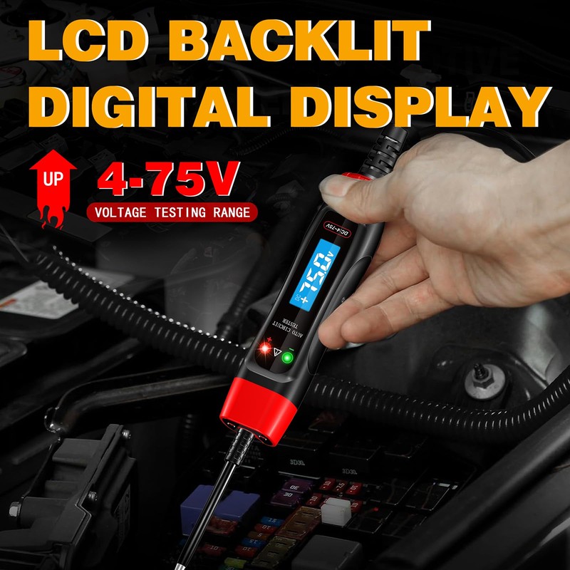 ATOBLIN Automotive Test Light 4-75V DC LCD Digital Voltage Tester