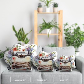3D Printed Words Love Custom Pillow, Couple Pillow with Mix Flowers & TypeWriter Theme, Long Distance Relationship Girlfriend Gift Pillow, Customized Gift Love Pillow for Keepsake - 22" Medium