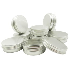 Wopanxye 10pcs 60ml Round Lip Balm Tin Cans, 60 Gram Aluminum Tins Cosmetic Sample Containers with Screw Lid, 60g Metal Empty Tins Storage Travel Jars for Salves, Lip Balms, Face Cream, Candle, Tea