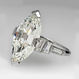 hsiyyecg Marquise and Baguette Cut CZ Simulated Diamond Engagement Rings 14K White Gold Plated Anniversary Wedding Promise Ring for Women（7）