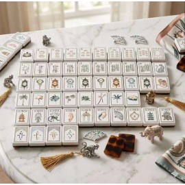 1.26*0.95*0.63 Inch Wholesale 4 Layer Engraved Acrylic Luxury 160 Set Coral Sea America Mahjong TilesSize: 1.26*0.95*0.63 Inch, Color: White lotus DM
