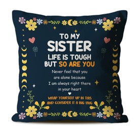 CosxHabitat Floral Sister Gifts Throw Pillow Covers,Cozy Gifts for Sisters Grils Friends,Heartwarming Sisterly Cushion Pillow,18x18 inch