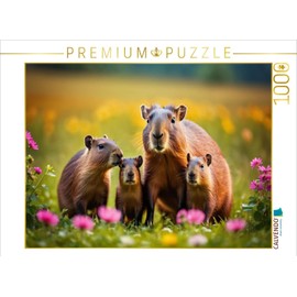 CALVENDO Puzzle Capybara Family on a Colorful Flower Meadow | Size