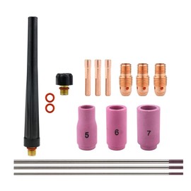 SÜA - Consumables Kit for 9-20-25 Series TIG Torches with Standard Set-Up - Sizes: 1/16'', 3/32'' and 1/8'' with Tungstens (Model: AK-4-STD-T)