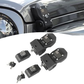 PDKLIN for Jeep JL Hood Latch Hood Catch with Lock for Jeep Wrangler JL JLU 2018-Present for Gladiator JT 2020-Present Black Hood Catch Locking Accessories with USA Flag