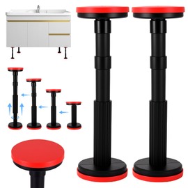 FORNORM 2Pcs Telescopic Support Rod 18-45cm, Lifting Bracket Home Improvement Tools for Dining Table Sofa Bed Sink Washstand Floating TV Stand, Heavy Duty 200kg Nylon, Anti-slip Base Top 4 Roller