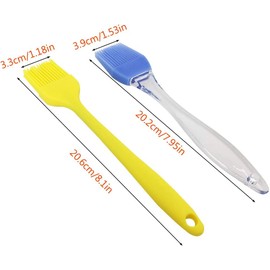 6 piezas de Pinceles de silicona para pasteles, FineGood Food Grade Oil Butter Basting Brush para BBQ Grill Cooking Baking - Naranja, Negro, Amarillo, Rojo, Azul, Verde