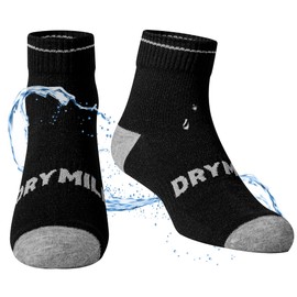 DRYMILE Active Waterproof Socks, Breathable Cushioned Running, Hiking, Winter Waterproof Socks for Men & Women - Ankle (Medium, Black/Grey)