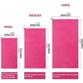 Eono Microfibre Towel, Absorbent, Lightweight, Quick-Drying, Perfect Yoga Towel, Bath Towel, Sports Towel, Travel Towel, Large Beach Towel, Fuchsia, 140 x 70 cm