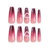 Caiguoer 24 Pieces Long False Nails Square Red Press On