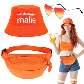 Set of 3 Orange Fishing Hat Accessory Set, Aperol Fancy Dress Costume Accessories with Fishing Hat Belt Bag Heart Sunglasses for Women Men Fruit Theme Party Fancy Dress Cosplay