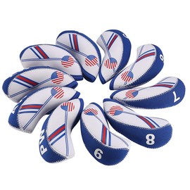 10pcs/Set USA Stars and Stripes Neoprene Golf Club Iron Head Covers 4-9, PW, AW, SW, LW