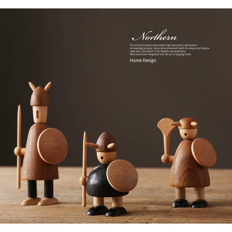 Viking Viking Viking Doll Figurine Scandinavian Style Wood Design (Natural