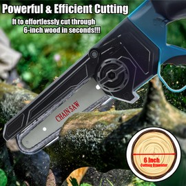 Uinnate 6 Inch Mini Chainsaw Cordless, 2 Pack 3000mAh Battery Powered Electric Chain Saw, 1500 Ft/s Cutting Speed Lightweight Handheld Chain Saws for Tree Trimming, Wood Cutting, Gardening