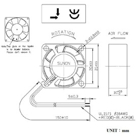 Sunon MF25100V21000UA99 Fan 5 V DC 0.33 W 25 x 25 x 10 mm 5.1 m³/h 5.1 m³/h 5.1 m³/h