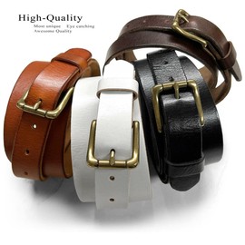Men's Solid Brass Roller Buckle Genuine Full Grain Leather Belt 1-1/8" (30mm) wide (Black-46)