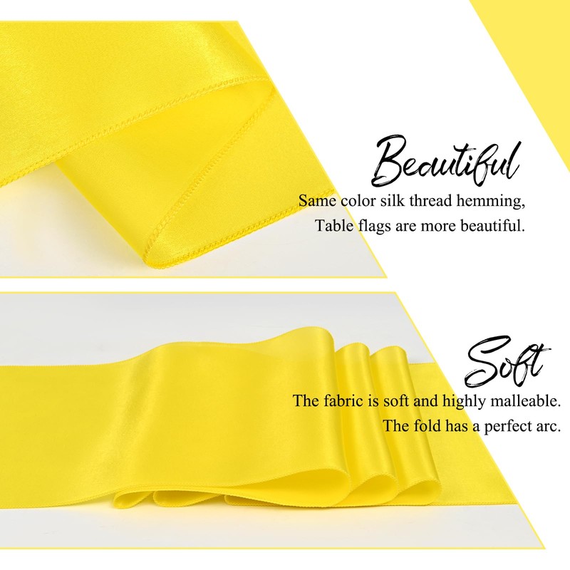 YMHPRIDE 8 Pack Satin Table Runner Yellow Table Runner, 12x72