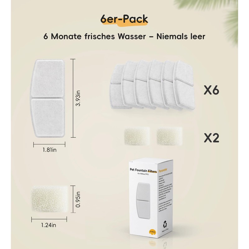 6 Pack Filters Replacement Filters for FP12 with 6 Filter,