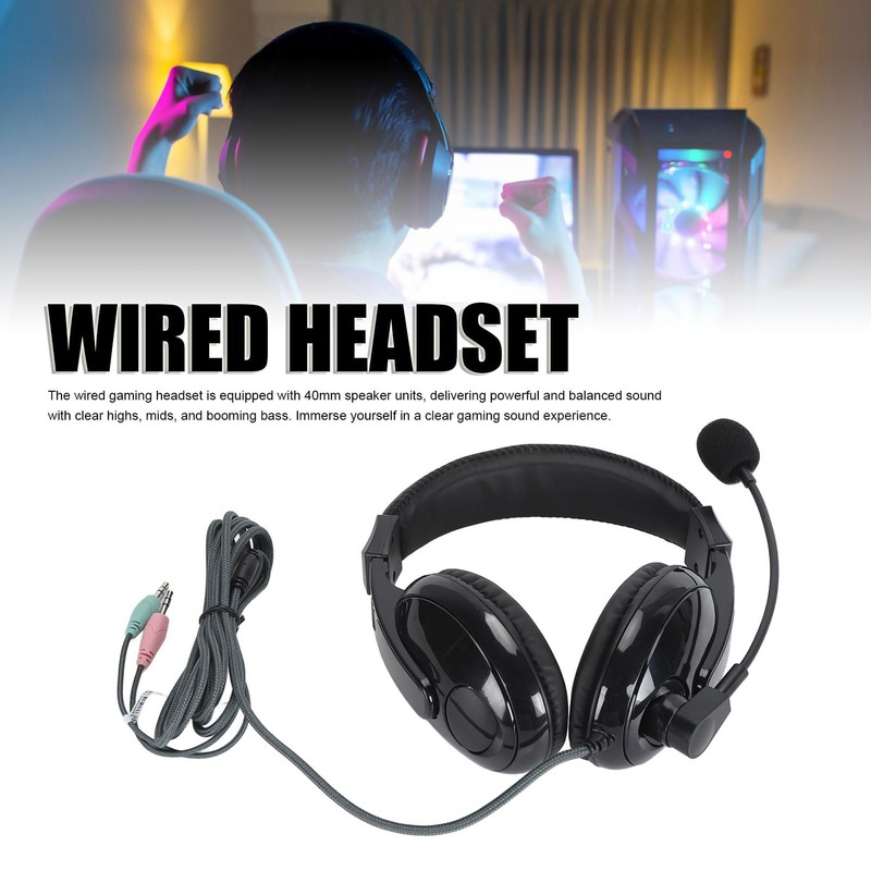 Wired Gaming Headset, 3.5mm Audio Jack Over Ear Headphones, Noise