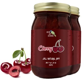 Green Jay Gourmet Cherry Jam - All-Natural Fruit Jam with Cherries & Lemon Juice - Vegan, Gluten-free Jam - Contains No Preservatives or Corn Syrup - Made in USA - 2 x 20 Ounces