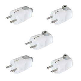 Schuko Plug Angle Protective Contact Plug 220 V Angle Socket Plug White IP20 16 A ~ 250 V (5) Pack of 5