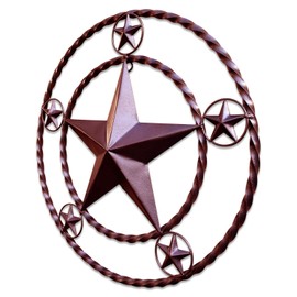 Metal Wall Star Home Décor - Heavy Duty Iron Metal Stars for Outdoor, Large Texas Rustic Vintage Stars, Farmhouse Barn Themed Western Country Art for Kitchen, Bathroom or Outside of House (Brown)
