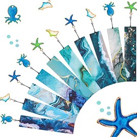 10 Pieces Bookmarks, Bookmarks for Women, Page Markers for Students Teachers Reading with 10 Multi Ocean Marine Animal Pendants for Reading Girl Women Children Teen School Classroom Reading Favor