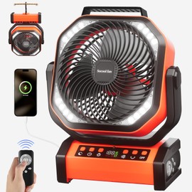 Socool Camping Fan with Light - 20000mAh Rechargeable Battery Fan with Remote, 112Hrs & 9 Speeds, Digital Display, Timer, Auto Oscillation, 270° Pivot & Hook for Outdoor Tent, Hurricane, Power Outage