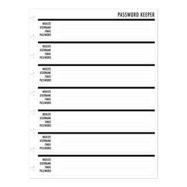 Classic size Password Keepers Refill for Disc Notebooks, 9 Disc, 7" x 9.25", Compatible with Disc-Bound Planners such as the Happy Planner, 30 Double-Sided sheets