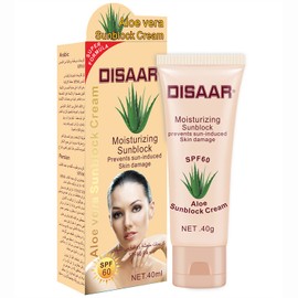 DISAAR Beauty Sunblock Cream Refreshing Sunscreen Face Neck Arms Skin Damage SPF 60/90 PA++ UVA/UVB Protection 40ml/1.35fl.oz (SPF 60 Aloe Vera Sunblock Cream)