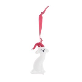 Gallerie II Glass White Dog Ornament Red