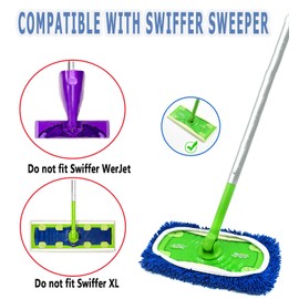 Pack of 4 Reusable Dry Floor Cloths / Wet Floor Cloths for Mop, Washable Microfibre Mop Pads Refill Pack for Cleaning Hard Floors/Wooden Floors (Blue (Pack of 4))