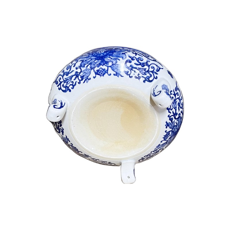 Generic 9.5"" Diameter Oriental Lotus & Vine Design Blue &