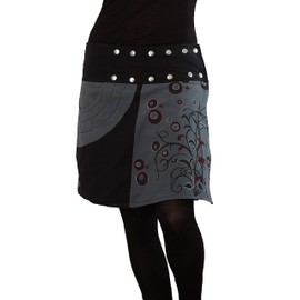 PUREWONDER SK175 Women's Wrap Skirt Cotton Skirt with Pocket, gray