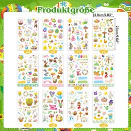 DPKOW 24 Sheets German Easter Sticker Set, Merry Easter Stickers for Crafts, Easter, DIY Scrapbook, Bullet Journal, Photo Album, Easter Eggs, Rabbit Stickers, Christian Easter Stickers, Decals, Easter