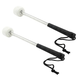 Bonsicoky 2 Pcs Felt Head Bass Drum Mallets Percussion Sticks, 12" Drum Mallets with Stainless Steel Handle
