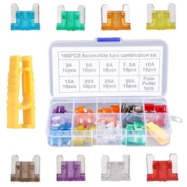 lasuroa 101pcs Car Fuses Assortment Kit, Mini Blade Auto Fuse with Puller Tool Automotive Replacement Fuses for Car, RV, Truck, Motorcycle Boat (3A/5A/7.5A/10A/15A/20A/25A/30A)