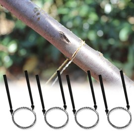 Pack of 4 60 cm Portable Rope Saw, Outdoor Stainless Steel Wire Saw, Hand Chainsaw, Cutting Wire, Camping Rope Saw with Loops for Wood, Outdoor, Camping, Tree Cutting, Survival Equipment - Black