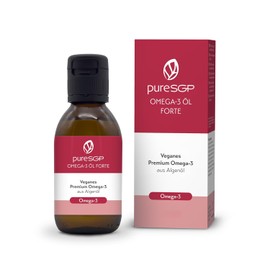 pureSGP Omega-3 Oil Forte [100ml]: Highest Dosage, Pure and Vegetable - 2,123 mg Omega-3 per day, 3,700 mg Algae Oil with DHA and EPA. Enriched with Vitamin D3 and Olive Oil, Fine Lemon Flavour