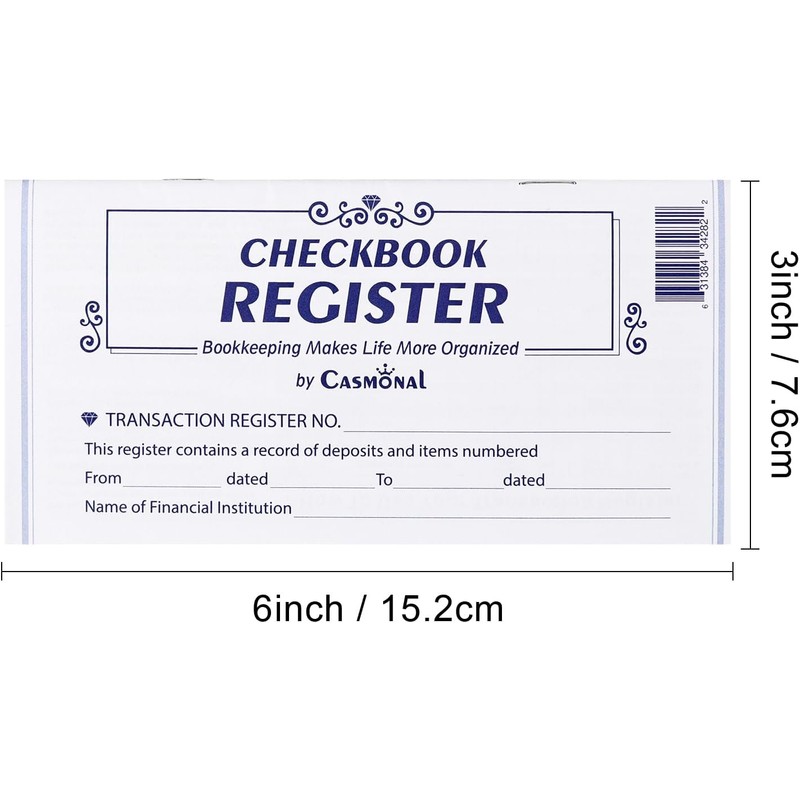 20 Pack Checkbook Register, Check Registers for Personal, Blank Ledger