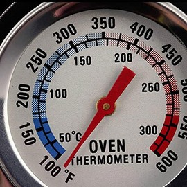 Termómetro de Acero Inoxidable para Horno De Cocina, Mide la Temperatura en Grados Fahrenheit y Centígrados, con Base de Panel y Gancho, Perfecto...  