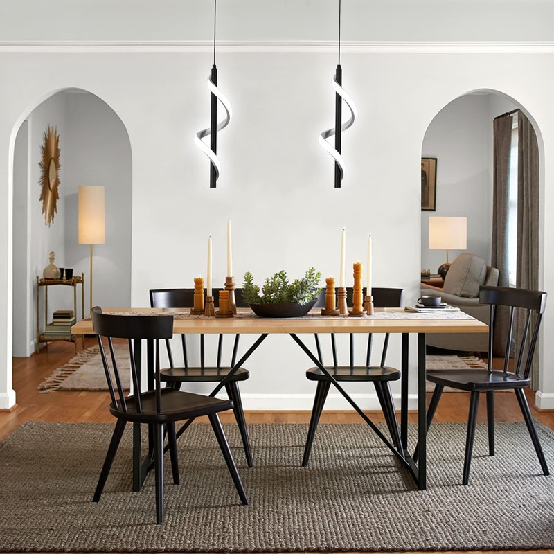 CANEOE Creative Led Pendant Light, 5500K Spiral Modern Modern Led