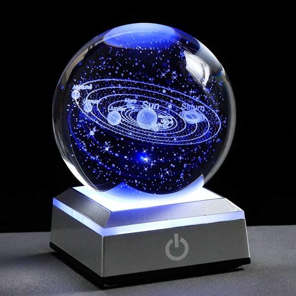 CUQOO 3D Solar System Crystal Ball with LED Colourful Lighting