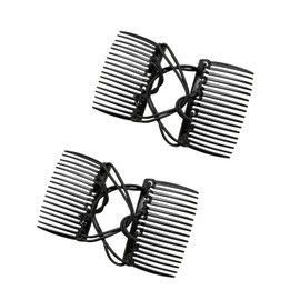 2Pcs Black Adjustable Magic Hair Clip Combs,Stretchy Double Comb Hair Clip,No Crease Hair Pins Double Slides Hairpins Combs Women Hair Styling Magic Hairs Combs for Women Accessories