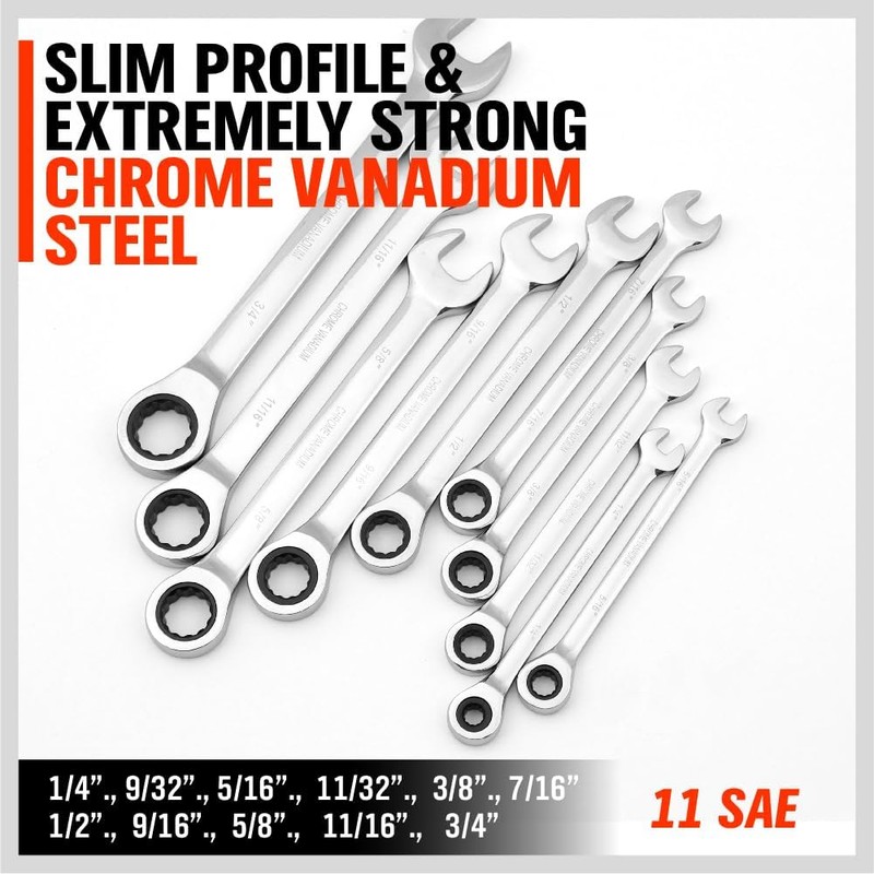 HORUSDY Ratcheting Wrench Set | 48-Piece | Cr-V Steel |