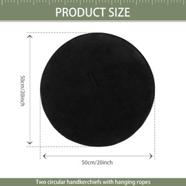 VIVOTE 2-Piece Hand Towels Set with Loops, Fast Drying Hand Towels for Bathroom, Soft & Super Absorbent Kitchen Hand Towels Round Microfibre Hand Towel with Lanyard Design (Black 50 * 50cm)