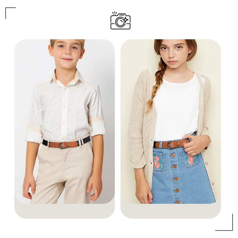 Pack of 4 Boys Girls Elastic Belt - Adjustable Buckle