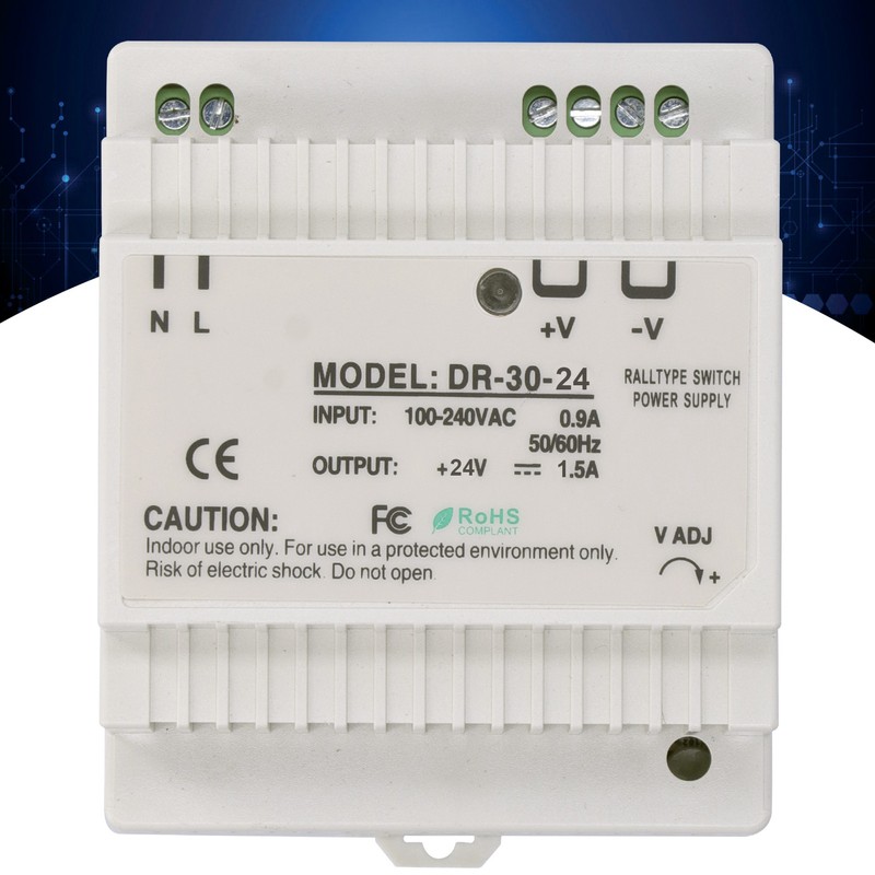 DIN Rail Power Supply DR Series Adjustable LED Switching for